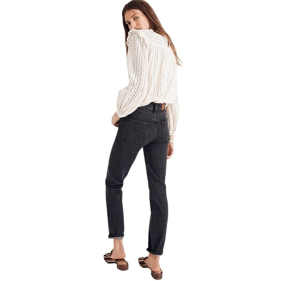MADEWELL The Perfect Vintage High Rise Jean in Roxstone Wash Knee-Rip Edition - Picture 2 of 16